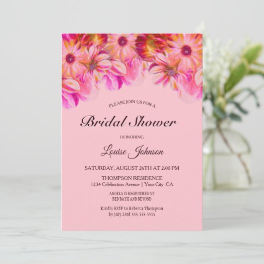 Elegant Roze en Geel Vrijgezellenfeest van Florenc Kaart (Staand voorkant)