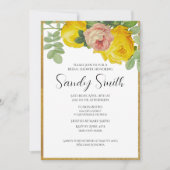 Elegant roze en gele rozen Vrijgezellenfeest Kaart (Voorkant)