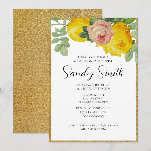 Elegant roze en gele rozen Vrijgezellenfeest Kaart (Voorkant / Achterkant)