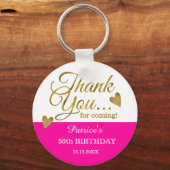 Elegant roze en Gold 50e verjaardag feestvieren Sleutelhanger (Voorkant)