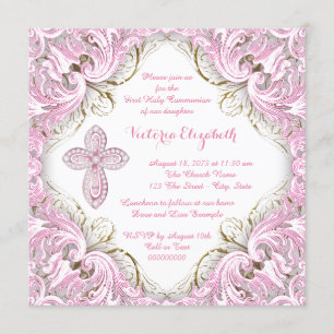 Elegant roze en Gold Cross First Community Kaart