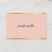 Elegant roze en Gold Cursive Hand Script Modern Visitekaartje (Voorkant)