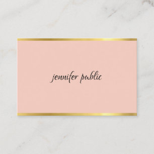 Elegant roze en Gold Cursive Hand Script Modern Visitekaartje