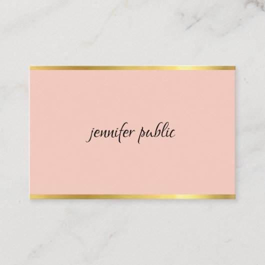 Elegant roze en Gold Cursive Hand Script Modern Visitekaartje (Voorkant)