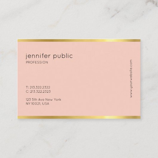 Elegant roze en Gold Cursive Hand Script Modern Visitekaartje (Achterkant)