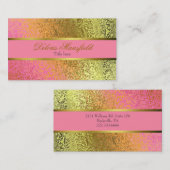 Elegant Roze en Gold Foil look Visitekaartje (Voorkant / Achterkant)
