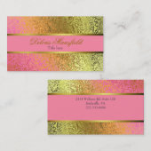 Elegant Roze en Gold Foil look Visitekaartje (Voorkant / Achterkant)
