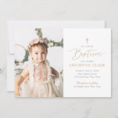 Elegant Roze en Gold Girl Baptisme Kaart (Voorkant)