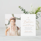 Elegant Roze en Gold Girl Baptisme Kaart (Staand voorkant)