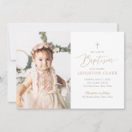 Elegant Roze en Gold Girl Baptisme Kaart