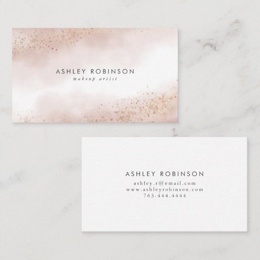 Elegant roze en Gold Glitter Waterverf Visitekaartje (Voorkant / Achterkant)