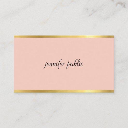 Elegant roze en Gold Hand Script Professional Visitekaartje (Voorkant)