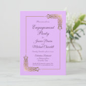 Elegant roze en  Gold Lace Engagement Party Kaart (Staand voorkant)