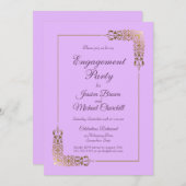 Elegant roze en  Gold Lace Engagement Party Kaart (Voorkant / Achterkant)