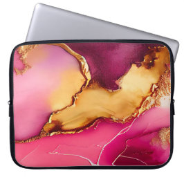 Elegant Roze en Gold Marble Design Laptop Sleeve