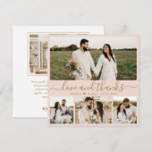 Elegant roze en Gold Script Photo Wedding Bedankkaart (Voorkant / Achterkant)