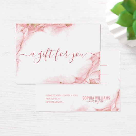 Elegant roze en Gold Waterverf Design Cadeaukaart Visitekaartje (Bureau)