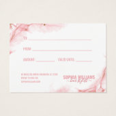 Elegant roze en Gold Waterverf Design Cadeaukaart Visitekaartje (Achterkant)