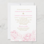 Elegant Roze en Goud Bloemen Pioen Bruiloft Kaart (Voorkant)