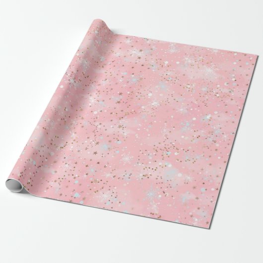 Elegant roze en goud cadeaupapier (Uitgerold)
