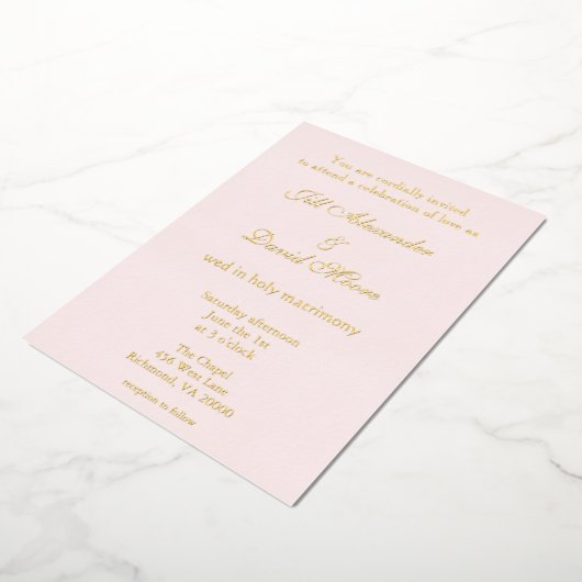Elegant roze en goud folie uitnodiging (Gedraaid)