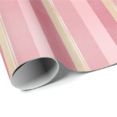Elegant roze en goud gestreept patroon cadeaupapier (Rol Hoek)