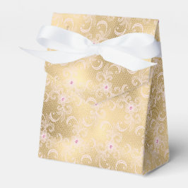 Elegant Roze en Gouden Bloemen Kant Bedankdoosjes