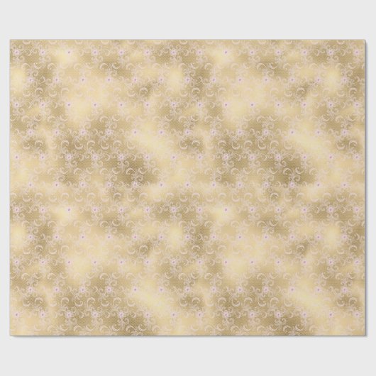 Elegant Roze en Gouden Bloemen Kant Cadeaupapier (Vlak)