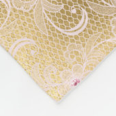 Elegant Roze en Gouden Bloemen Kant Fleece Deken (Hoek)
