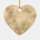 Elegant Roze en Gouden Bloemen Kant Keramisch Ornament (Achterkant)