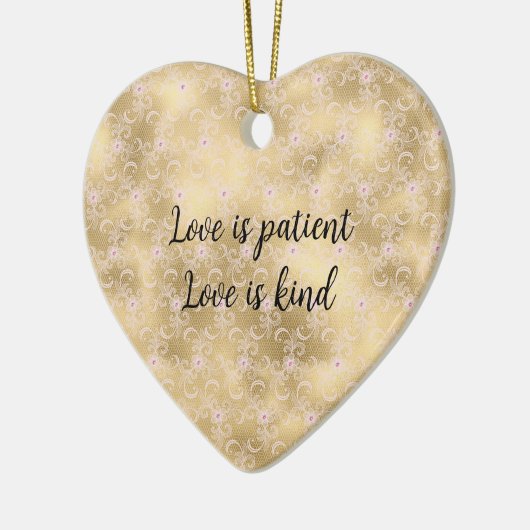 Elegant Roze en Gouden Bloemen Kant Keramisch Ornament (Links)