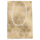 Elegant Roze en Gouden Bloemen Kant Medium Cadeauzakje (Voorkant)