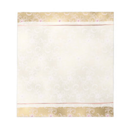 Elegant Roze en Gouden Bloemen Kant Notitieblok