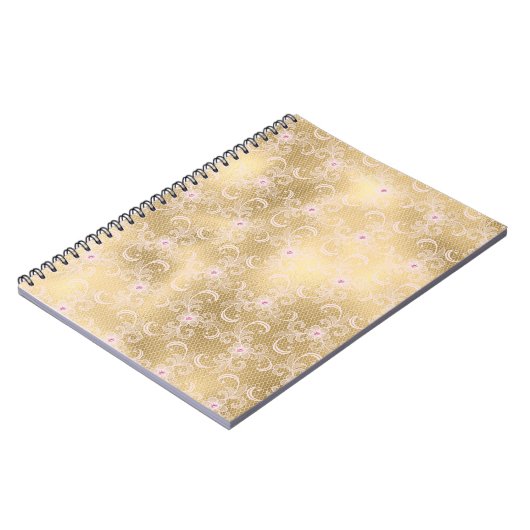 Elegant Roze en Gouden Bloemen Kant Notitieboek (Linkerzijde)