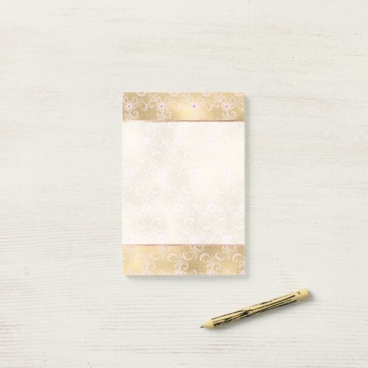 Elegant Roze en Gouden Bloemen Kant Post-it® Notes (Op bureau)
