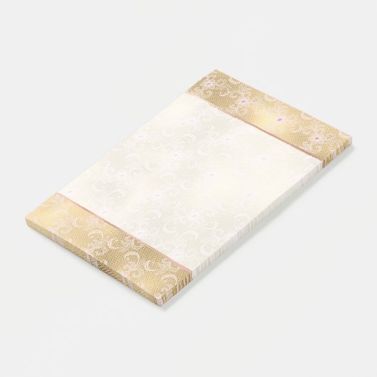 Elegant Roze en Gouden Bloemen Kant Post-it® Notes (Schuin)