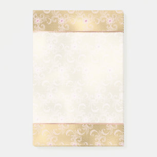 Elegant Roze en Gouden Bloemen Kant Post-it® Notes