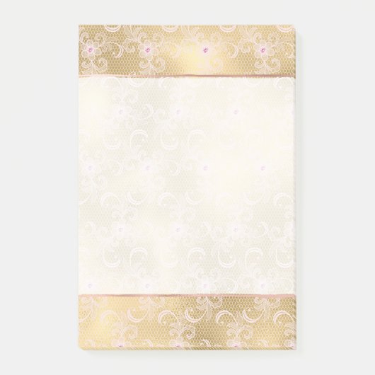 Elegant Roze en Gouden Bloemen Kant Post-it® Notes (Voorkant)