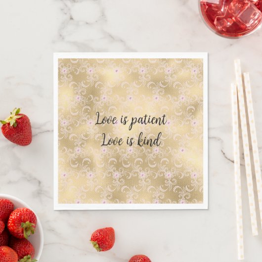 Elegant Roze en Gouden Bloemen Kant Servet (Insitu)