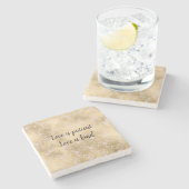 Elegant Roze en Gouden Bloemen Kant Stenen Onderzetter (Zijkant)