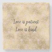 Elegant Roze en Gouden Bloemen Kant Stenen Onderzetter (Voorkant)