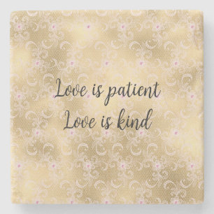 Elegant Roze en Gouden Bloemen Kant Stenen Onderzetter