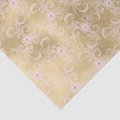 Elegant Roze en Gouden Bloemen Kant Tissuepapier (Detail)