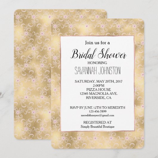 Elegant roze en gouden bloemenkant Vrijgezellenfee Kaart (Voorkant / Achterkant)