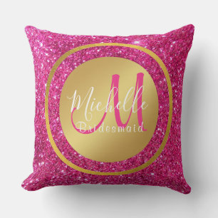 Elegant roze en gouden Initiaal Kussen