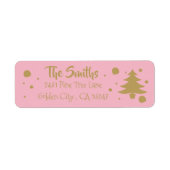 Elegant roze en gouden kerstboomlabels etiket (Voorkant)