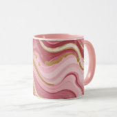 Elegant Roze en Gouden Marmer Mok (Voorkant rechts)