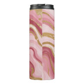 Elegant Roze en Gouden Marmer Thermosbeker (Achterkant)