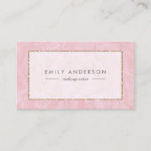Elegant Roze en Gouden Marmer Visitekaartje (Voorkant)