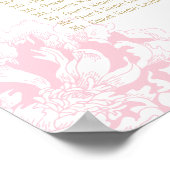 Elegant roze en gouden pony Wedding Seating Seatin Poster (Hoek)